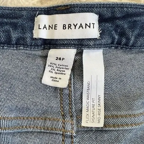 Lane Bryant Flex Magic Waistband Mid Rise Skinny Curvy Jean Size 24P Distressed - Picture 4 of 10